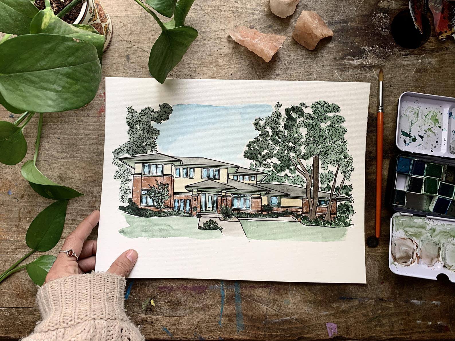 Watercolor House Painting – MyHappyPlace.co